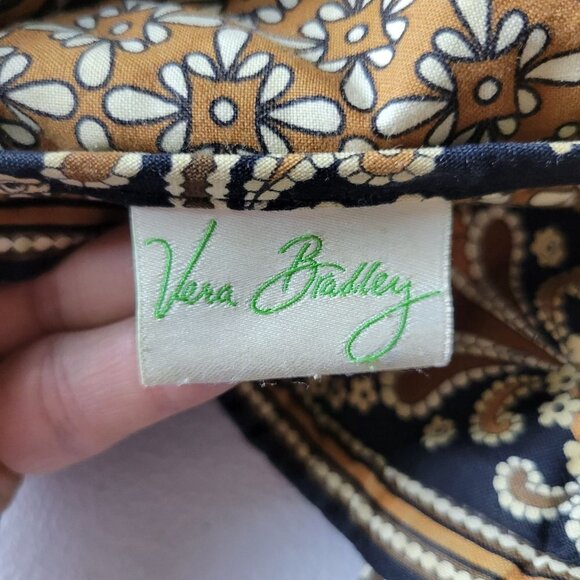 Vera Bradley Retired Pattern Caffé Latte Quilted Bag Handbag Large Black/Brown - Picture 5 of 12